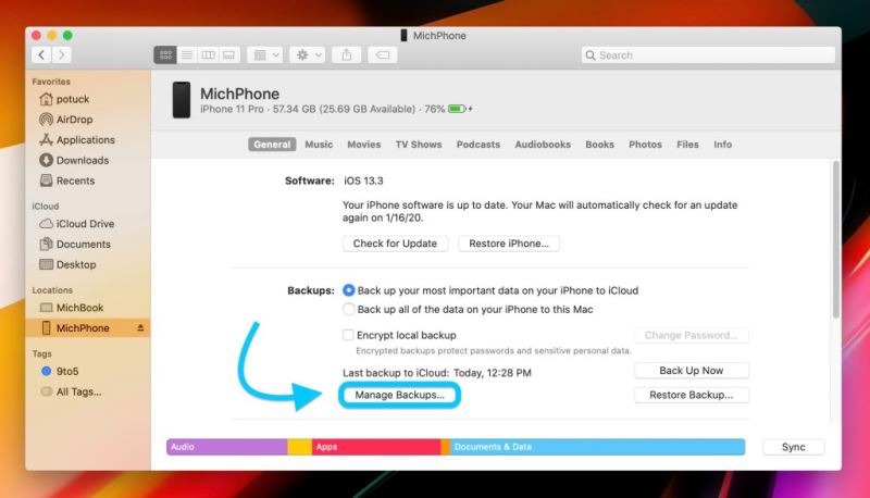 macOS Catalina中的iPhone備份文件如何刪除?