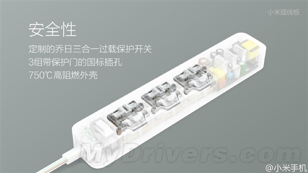 小米插线板来了 售价49元3个USB充电口