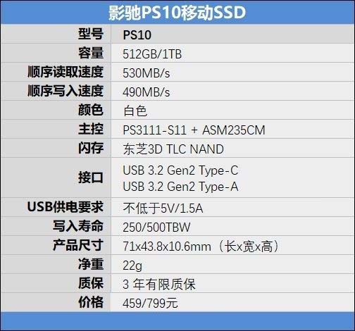 影馳PS10 1TB移動SSD怎么樣 影馳PS10 1TB移動SSD詳細評測