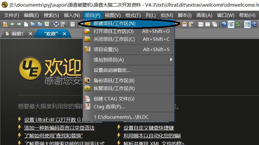 UltraEdit怎么創(chuàng)建項目并添加源代碼?