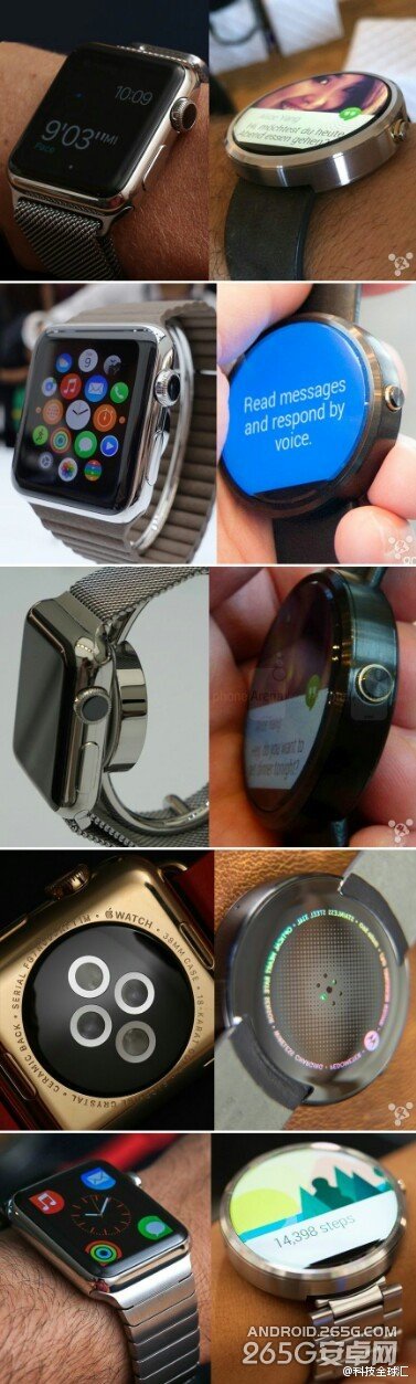 你喜歡哪一款?Apple Watch和Moto 360的對比組圖