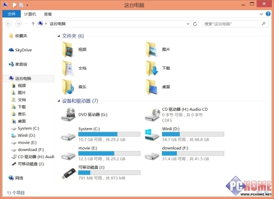 如何將U盤與Win8.1的所有混在一起的存儲設備和驅動器分開顯示