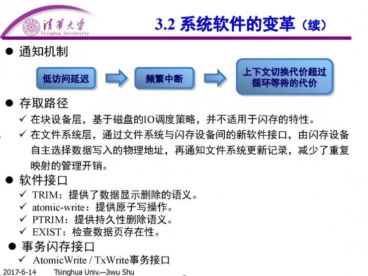 清华计算机系舒继武 CCF-ADL 讲习班上篇：闪存存储系统的软件层优化