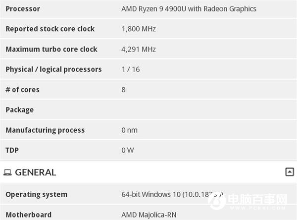 銳龍9 4900U曝光：8核16線程的頂級筆記本處理器